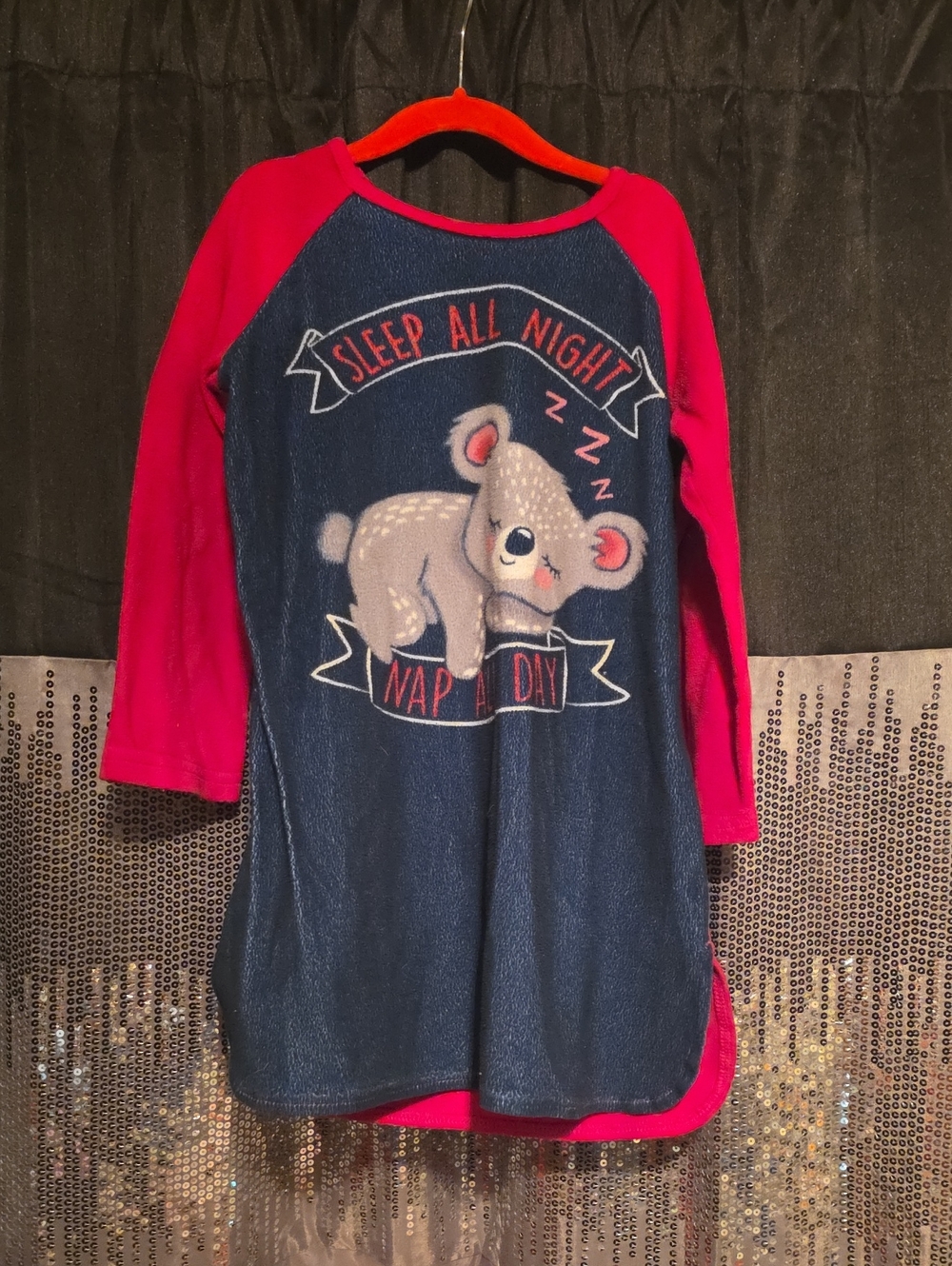 wonder nation Navy & Pink Koala 'Sleep All Night' Raglan Pajama Dress